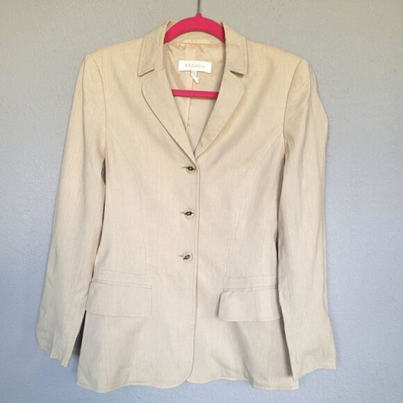 Vintage ESCADA Tan  wool/linen blend Size EU 34/ Small - Picture 12 of 16